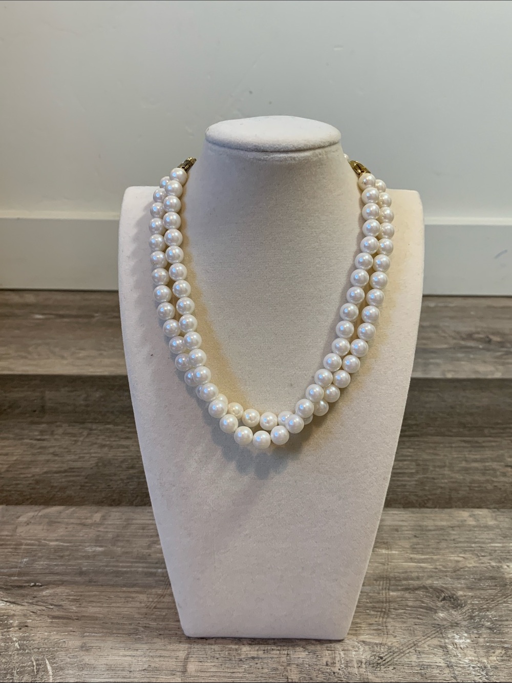Classic Double Strand Ivory Faux Pearl Necklace